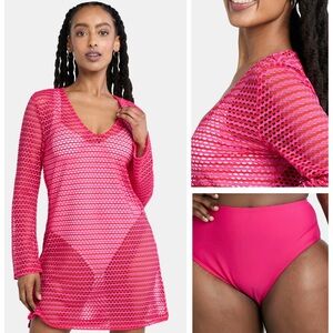 Pink Mesh Swim Cover-Up
